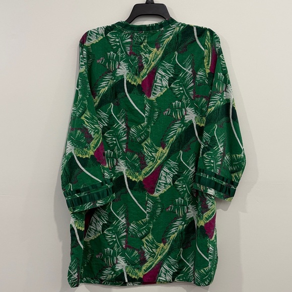 Calvin Klein Tropical Cotton blend Green Blouse Tunic / woman’s XL - Picture 3 of 5